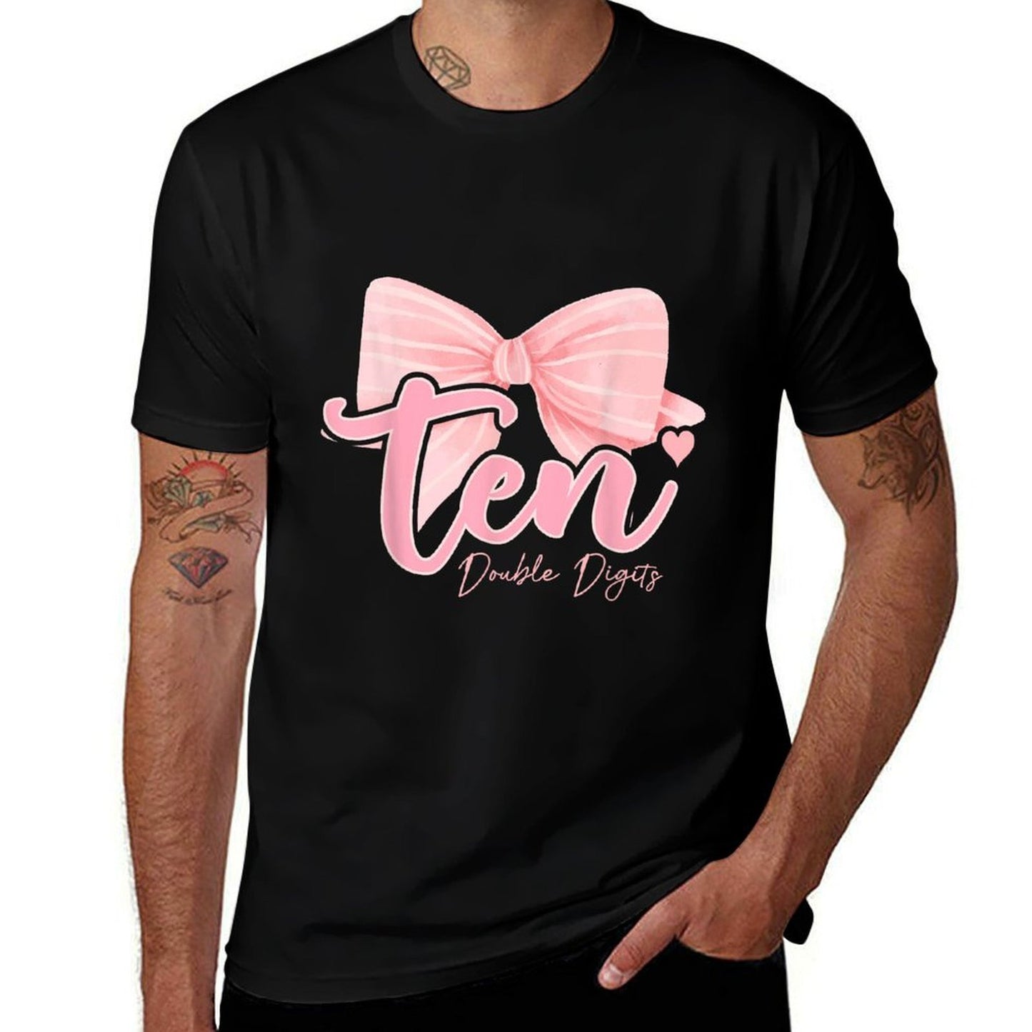 10th Birthday Coquette Bow Pink 10 Year Old Birthday Girl  Polyester Blend T-Shirt