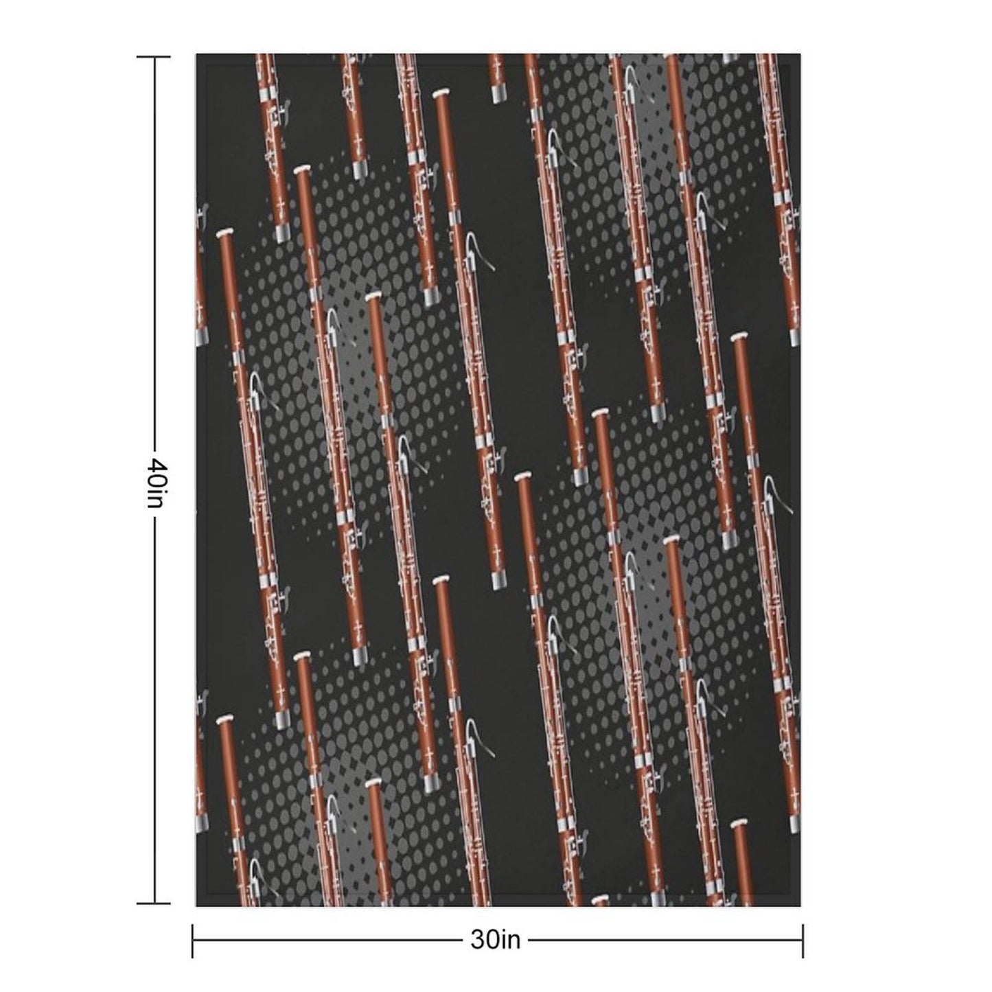 Bassoon on Black  Gray Machine-washable Throw Blanket