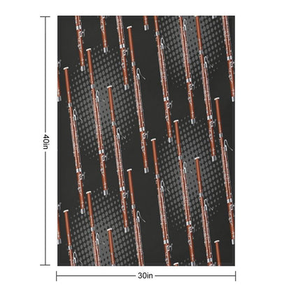 Bassoon on Black  Gray Machine-washable Throw Blanket
