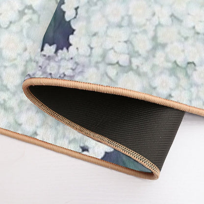 Summer Day, Watercolor White Flower Art, Korean Design  Fade-Resistant Bath Mat