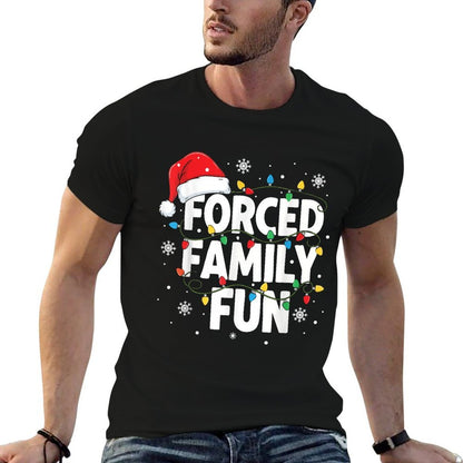 Forced Family Fun Men Women Kids Christmas Pajamas  High-quality Stitching T-Shirt