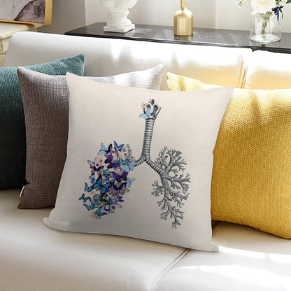 Flowers Lung, Floral Leaves, Lungs,healthy Lung, Lungs Cancer, Respiratory Therapist, Cystic Fibrosis Soft High-Density Material Throw Pillow