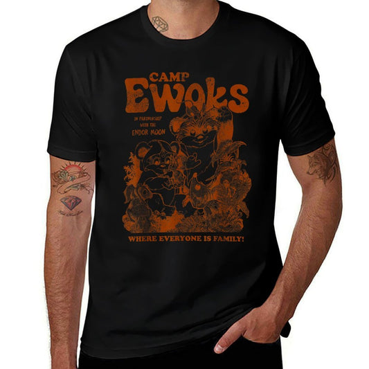 Star Wars Camp Ewoks Wicket Kneesaa Vintage Style Distressed  Summer-ready Fabric T-Shirt