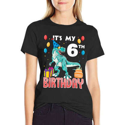 It's My 6th Birthday Dino T-Rex 6 Years Old Bday  Soft T-Shirt