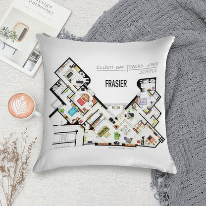 Frasier Apartment Floorplan Soft Anti-Pilling Throw Pillow