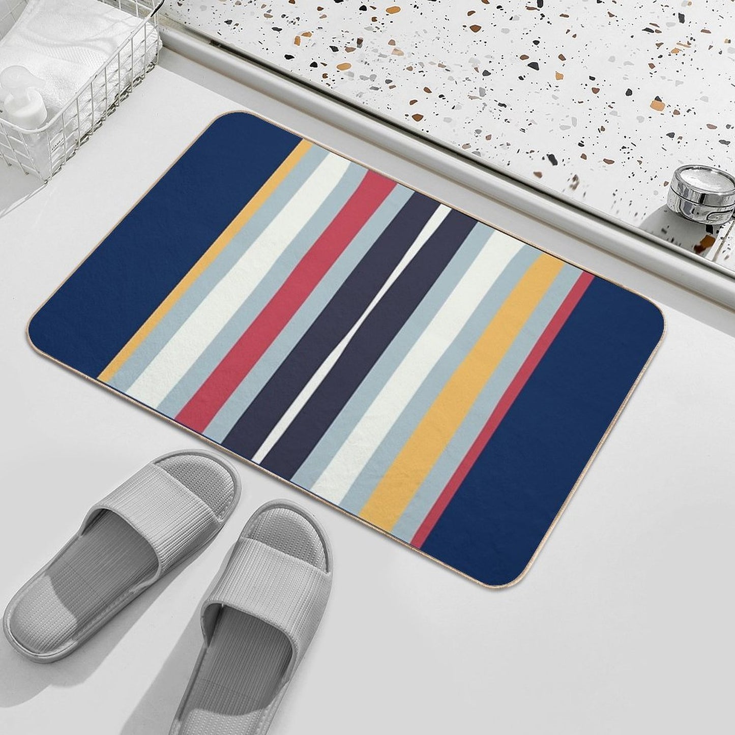 Colorful Stripes  Modern Retro  Absorbent Bath Mat