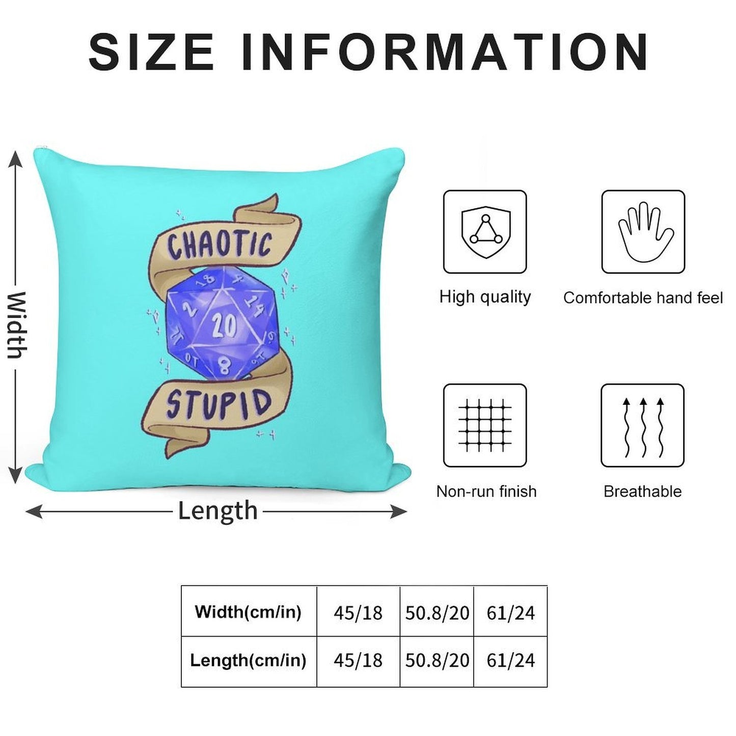 D20 Chaotic Stupid Soft Anti-Pilling Throw Pillow