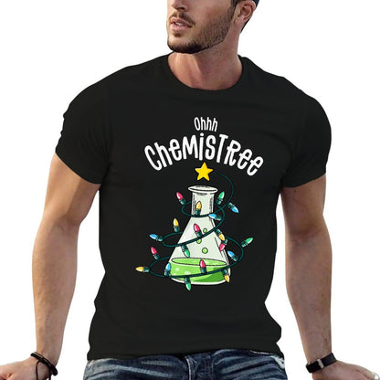 Chemistry by Joy Haus Oh Chemistree Unisex-Adults Black Small Modern Embroidery Cartoon Christmas Holiday Unique Design Crew Nec  Durable T-Shirt