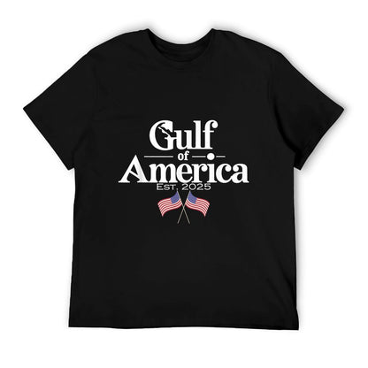 Gulf of United States of America Est 2025 USA American Flag Rolled Sleeves T-Shirt