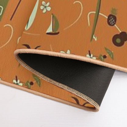 Retro Hawaiian - Vintage Hawaiian - Orange - Tropical Pattern  Easy Maintenance Bath Mat