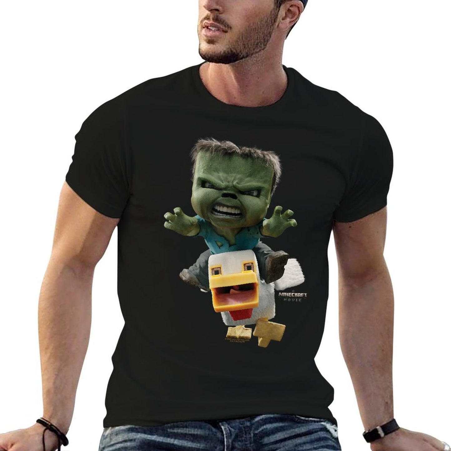 A Minecraft Movie Chicken Jockey Baby Zombie Attack Comfortable T-Shirt