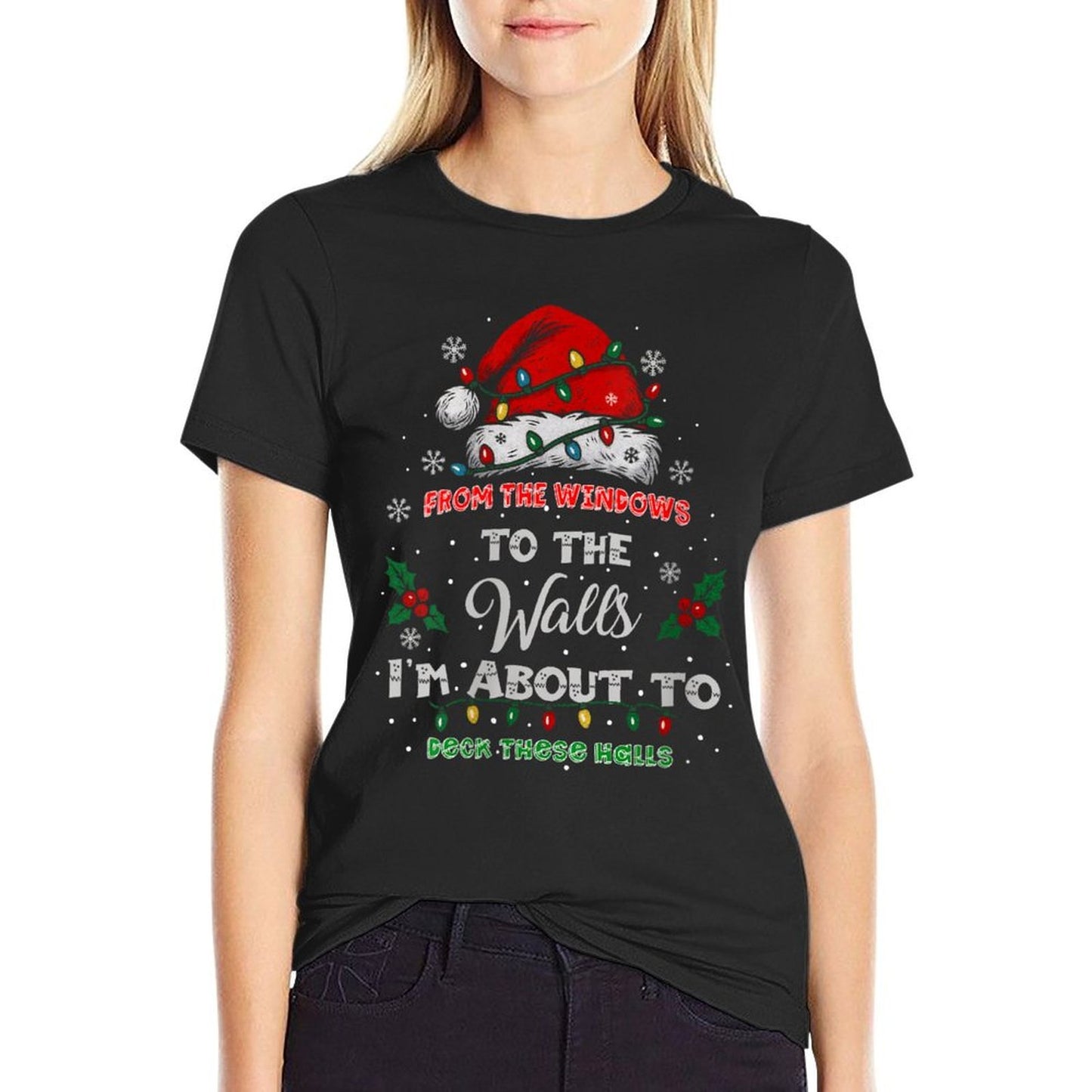 Womens from The Windows to The Walls Deck These Halls Lights Xmas  Vintage-inspired T-Shirt