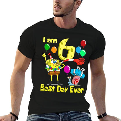 Mademark X SpongeBob SquarePants - SpongeBob I Am 6 Years Old Birthday Party  Easy-care T-Shirt
