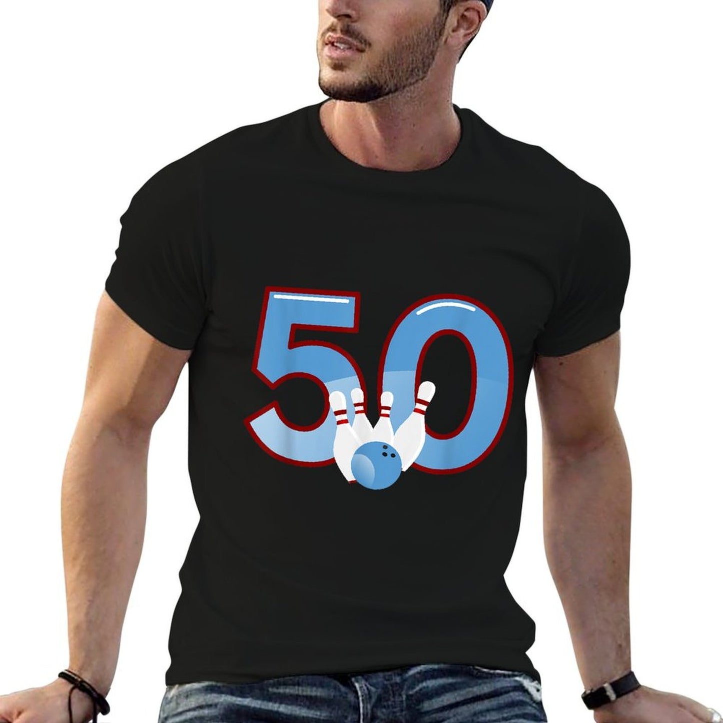 Happy 50th Birthday 50 Bowling Gift Apparel  Wrinkle-resistant T-Shirt