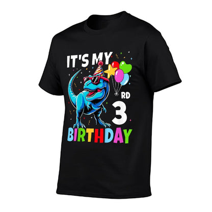 Kids 3rd Birthday Boy 3yr Three 3 Year Old Dinosaur T-Rex  Relaxed-fit T-Shirt
