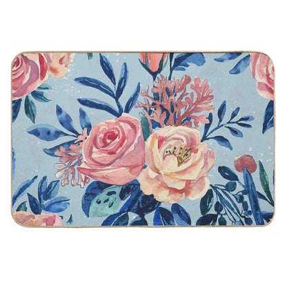 Seamless Watercolor Floral Pattern with Light Background  Repositionable Bath Mat