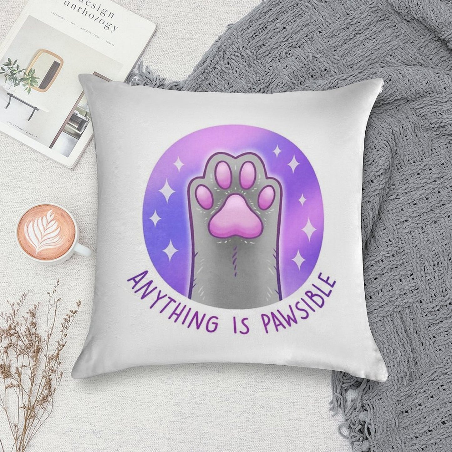 Anything Is Pawsible Soft Gift Ready Throw Pillow