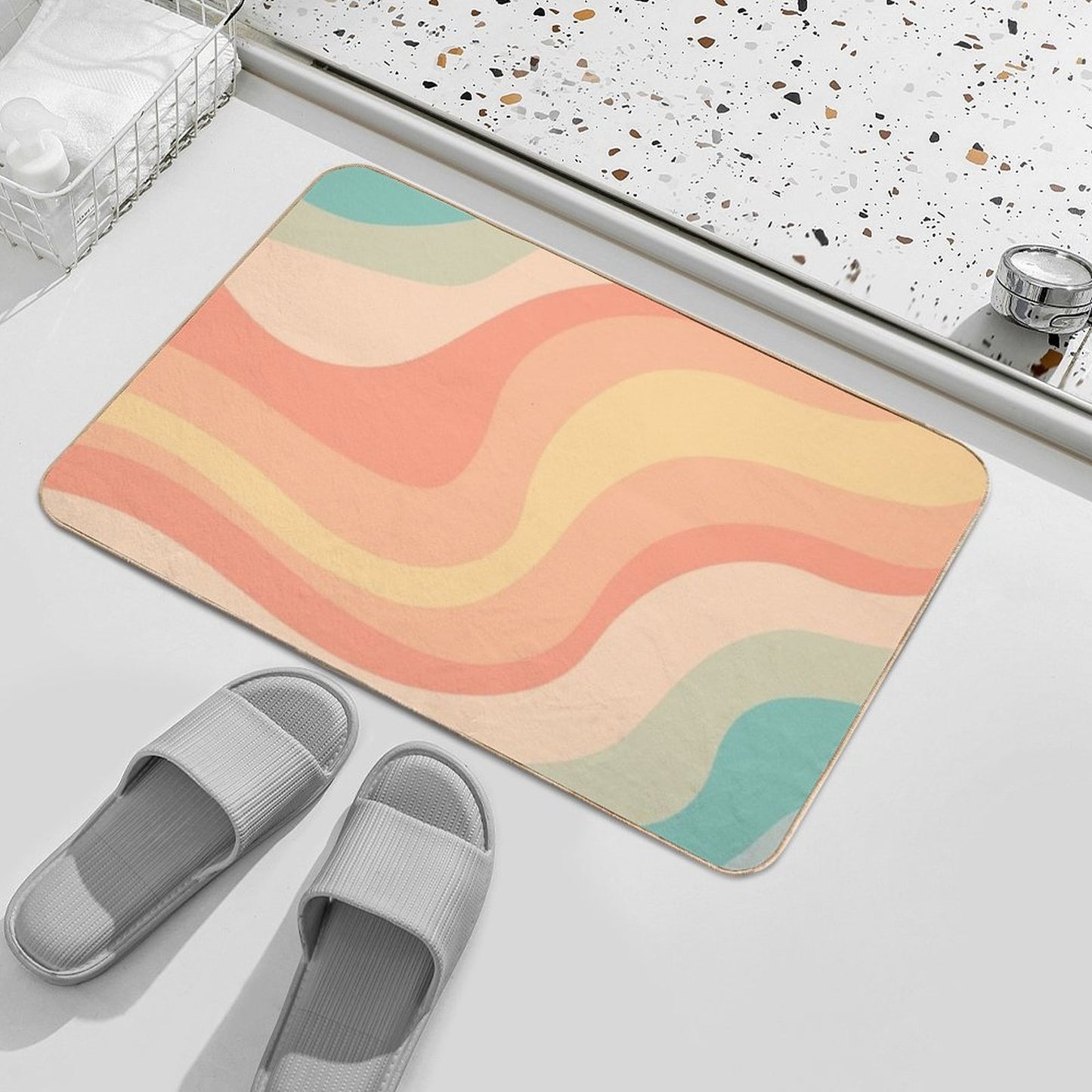 Vintage Groovy Rainbow  Anti-Trip Bath Mat