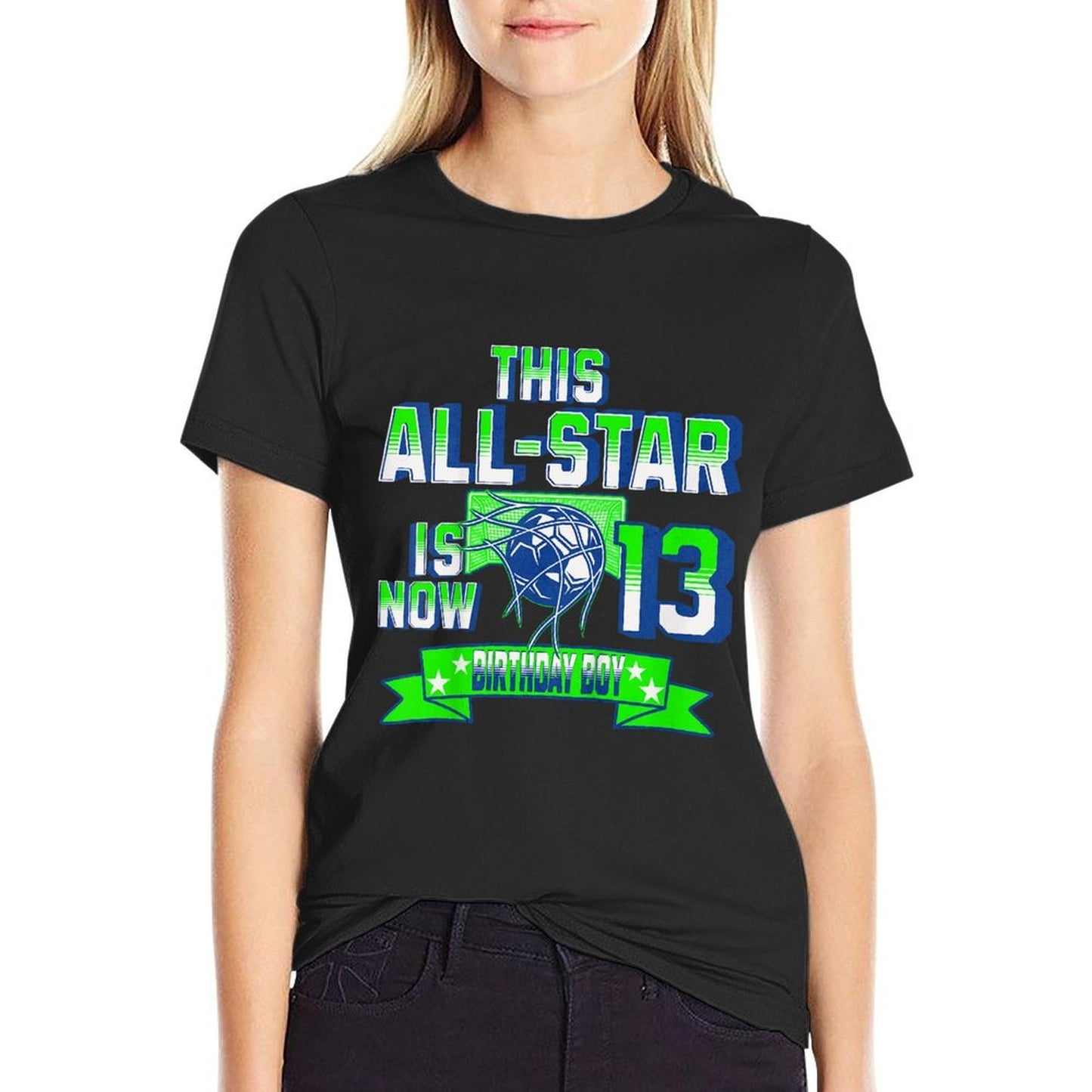 Kidsn All-Star Age13 Soccer Fanatic Fun 13-Year-Old Birthday  Oversized Silhouette T-Shirt