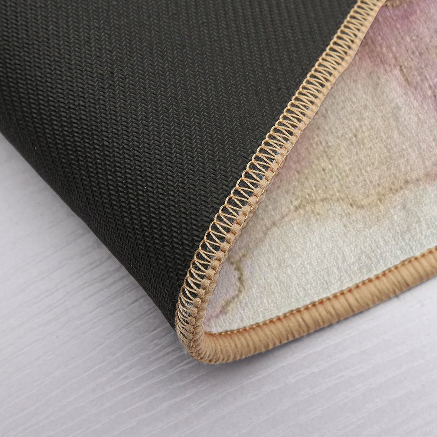 Abstract Coral Turquoise Gold Ink Painting on Canvas  Slip-Resistant Bath Mat