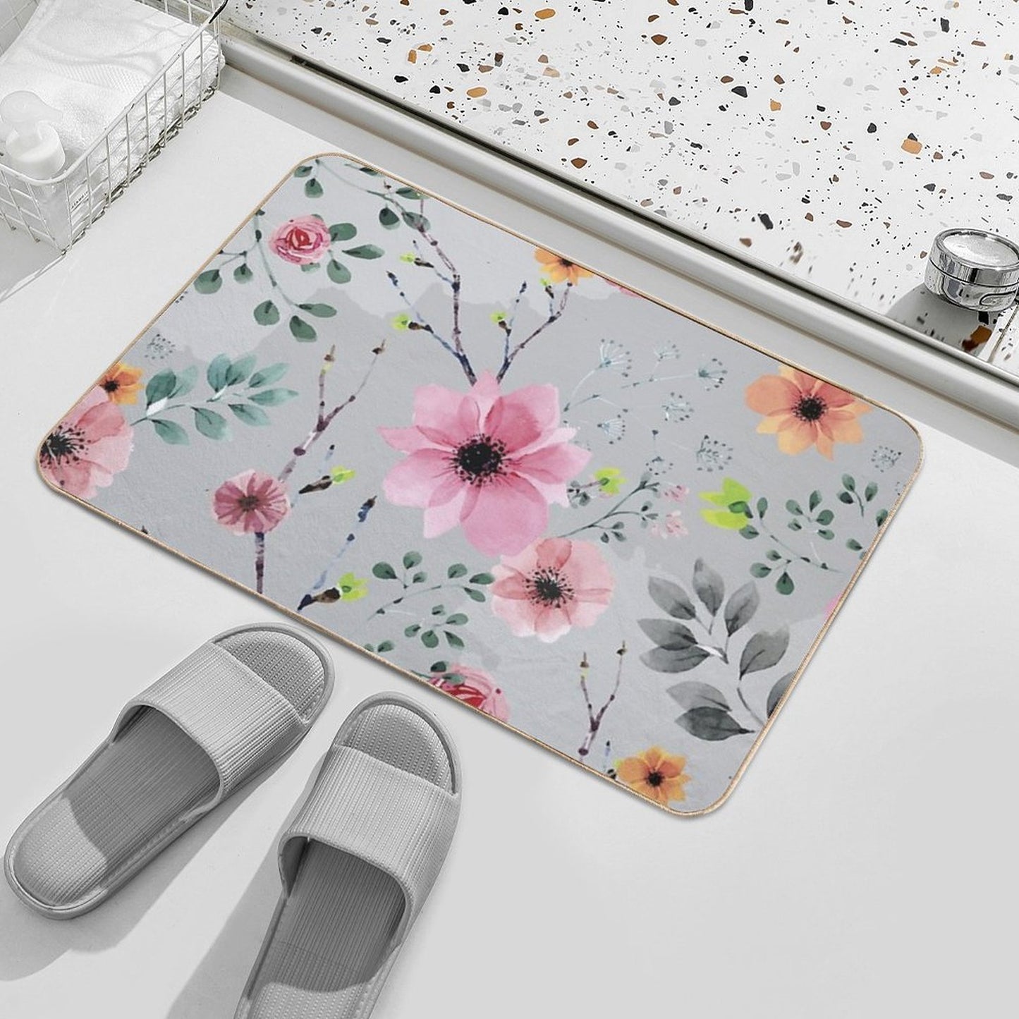 Watercolor Flowers XIV (different Flowers)  Eco-Friendly Bath Mat