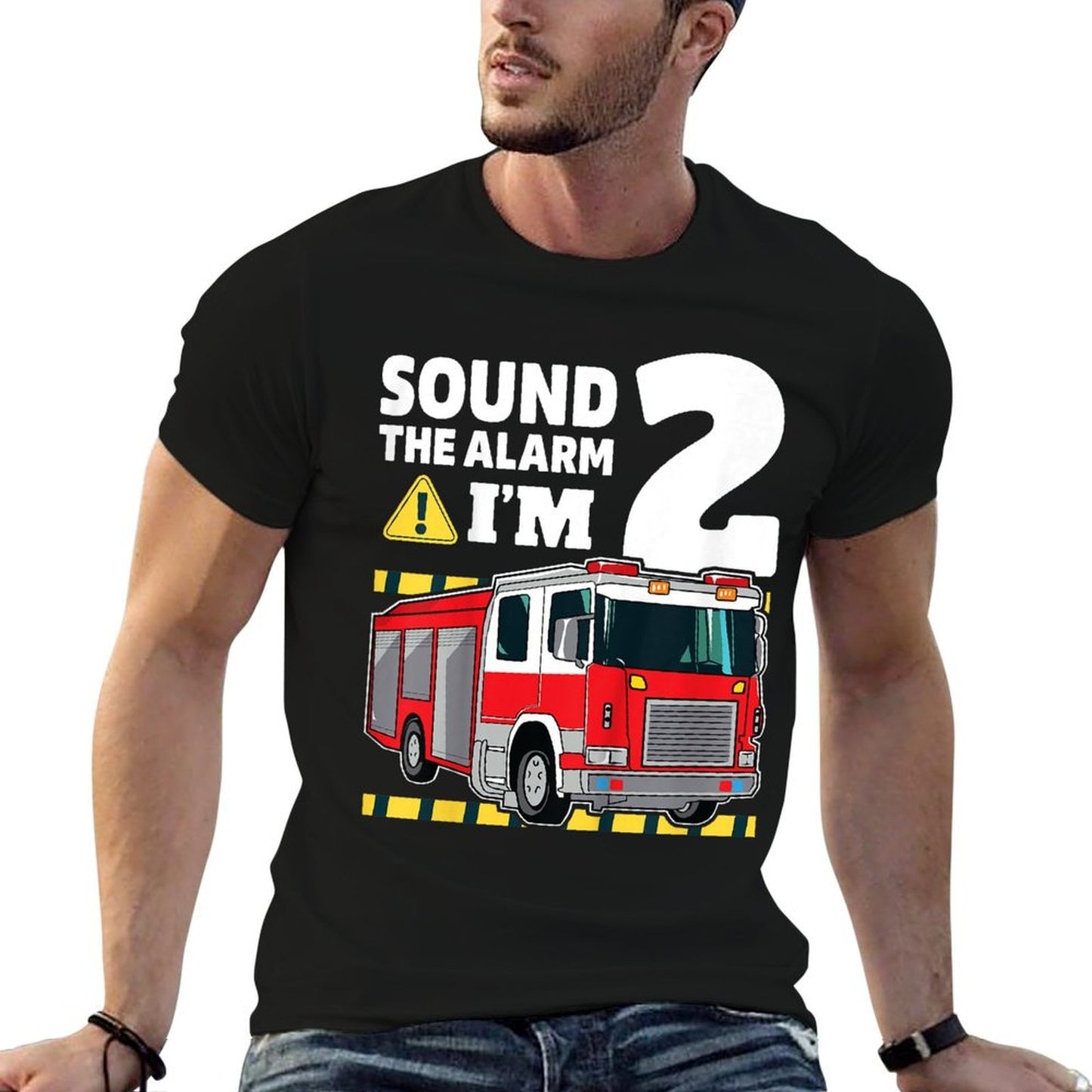Kids 2nd Birthday Boy Fire Truck 2 Two Year Old Firefighter  Stretchy T-Shirt