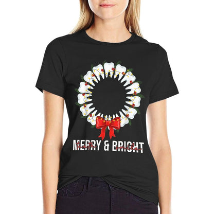 Teeth Smile Be Merry And Bright Dental Dentist Christmas  Moisture-wicking T-Shirt
