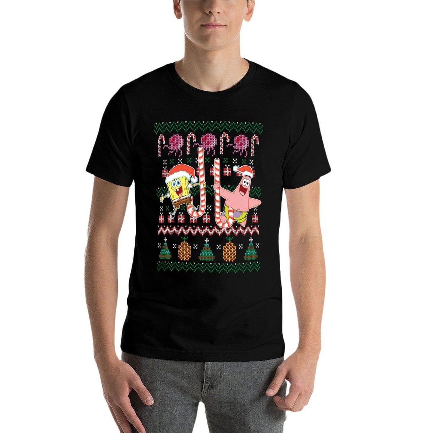 Spongebob And Patrick Star Ugly Xmas Sweater  Relaxed-fit T-Shirt