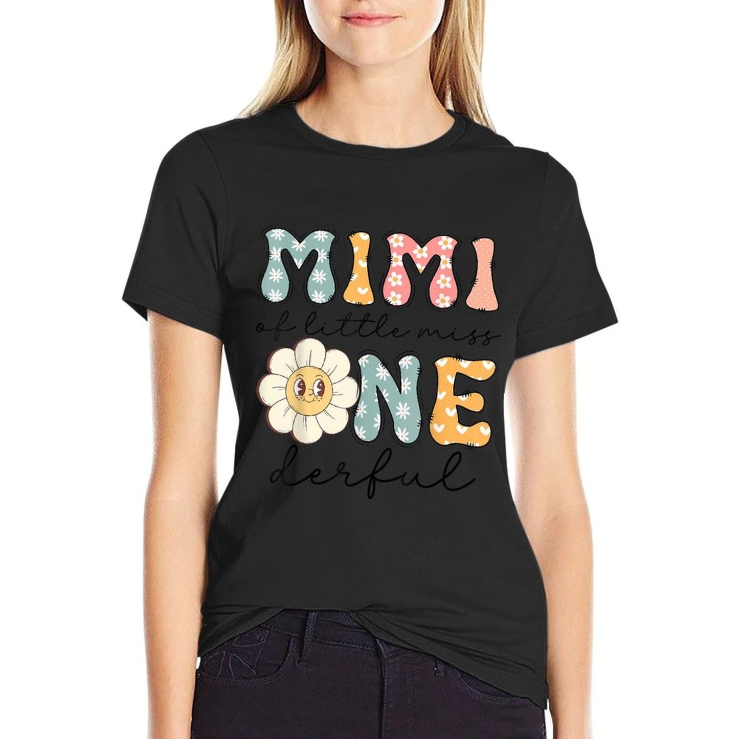 Mimi Of Little Miss Onederful 1St Birthday Daisy Lover  Oversized Silhouette T-Shirt