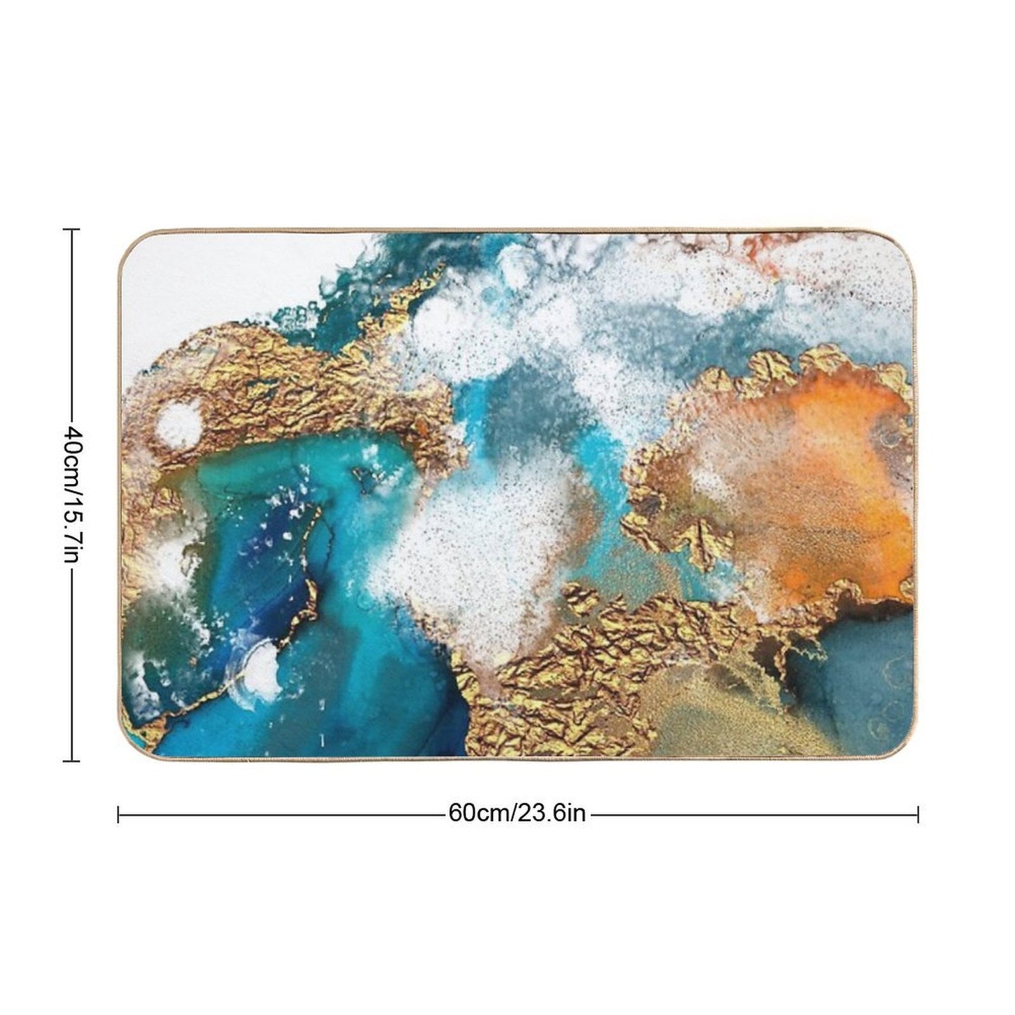 Glamorous Gold And Blue Ink Faux Marble Texture  Multi-Purpose Bath Mat