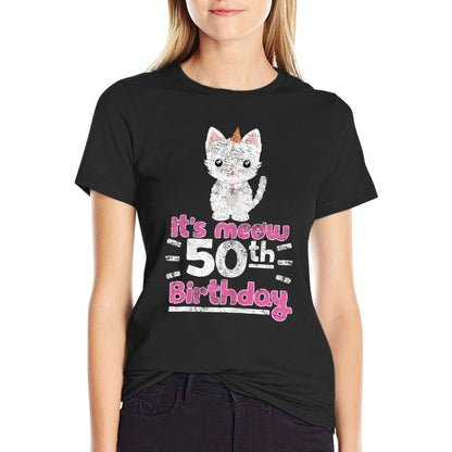 Cute Kitten Kitty Cat 50th Birthday Women 50 Years  Soft T-Shirt