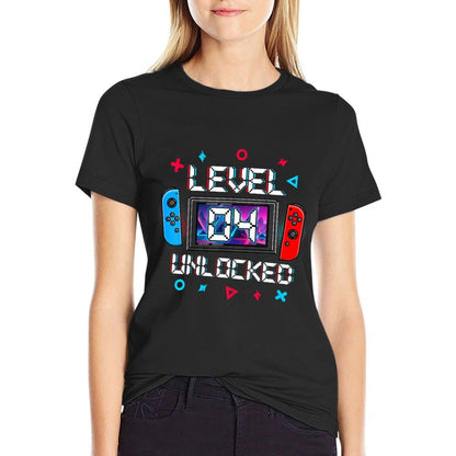 Kids Level 4 Unlocked Gamer 4th Birthday Gift Video Game Boys  Graphic-printed T-Shirt