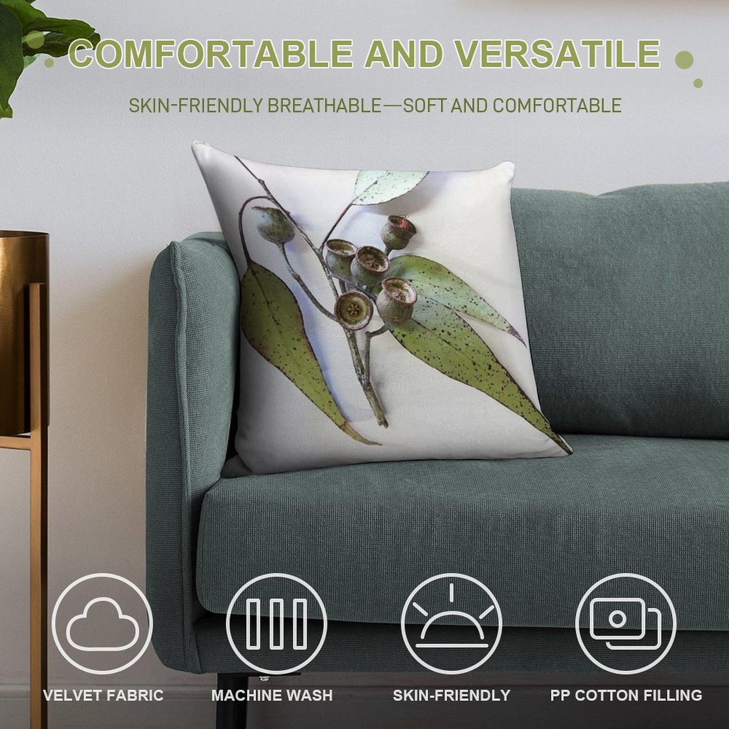 Marri Eucalypt Leaves And Nuts, Western Australia Soft Gift Ready Throw Pillow