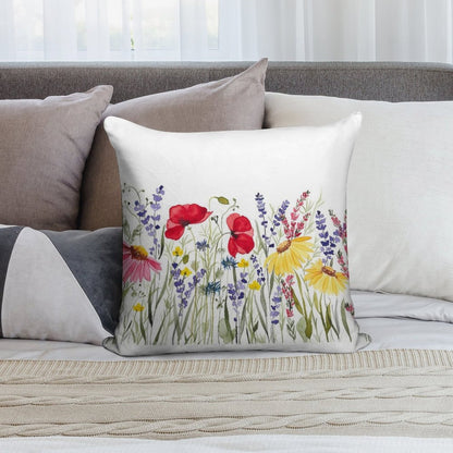 Wildflower Meadow Soft Anti-Pilling Throw Pillow