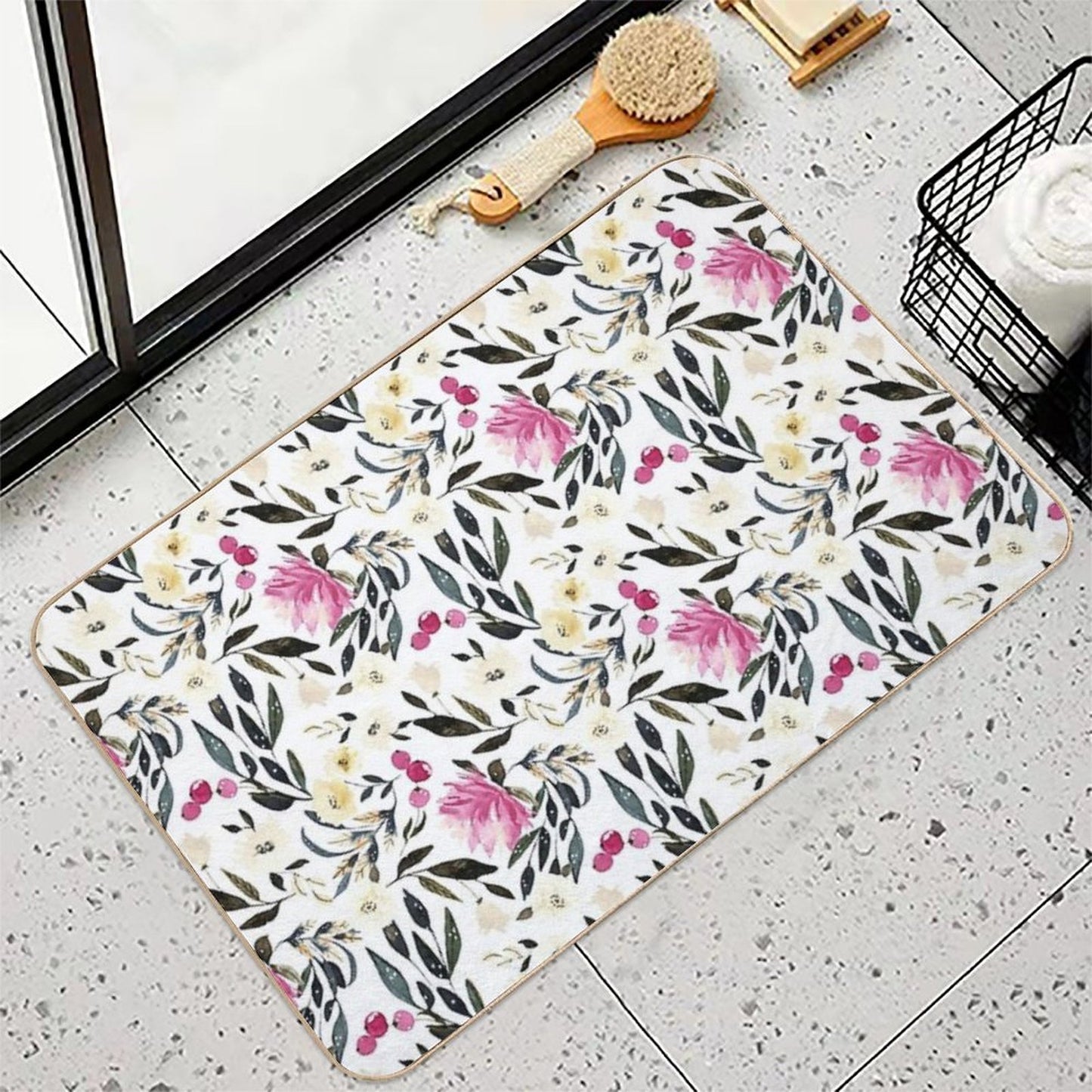 Beautiful Colorful Floral Watercolor Pattern  Anti-Trip Bath Mat