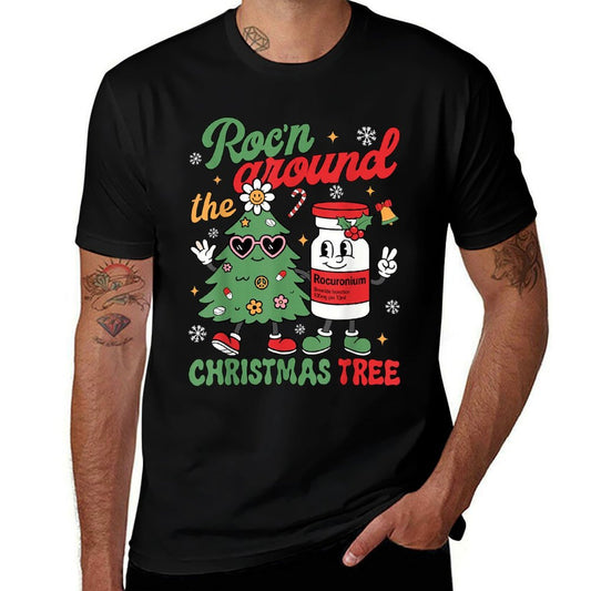 Groovy Rocn Around The Christmas Tree Nurse Men Women Kids  Cotton T-Shirt
