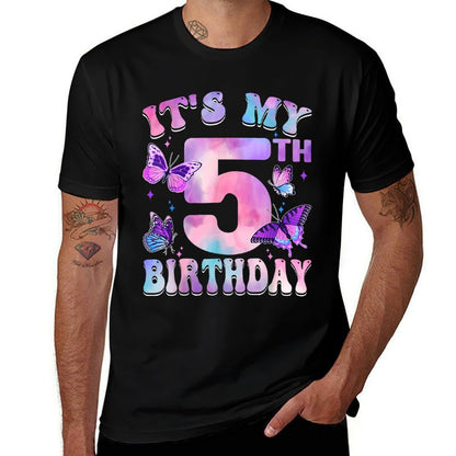 It's My 5th Birthday Butterfly Theme 5 Year Old Party Girl  Lightweight T-Shirt