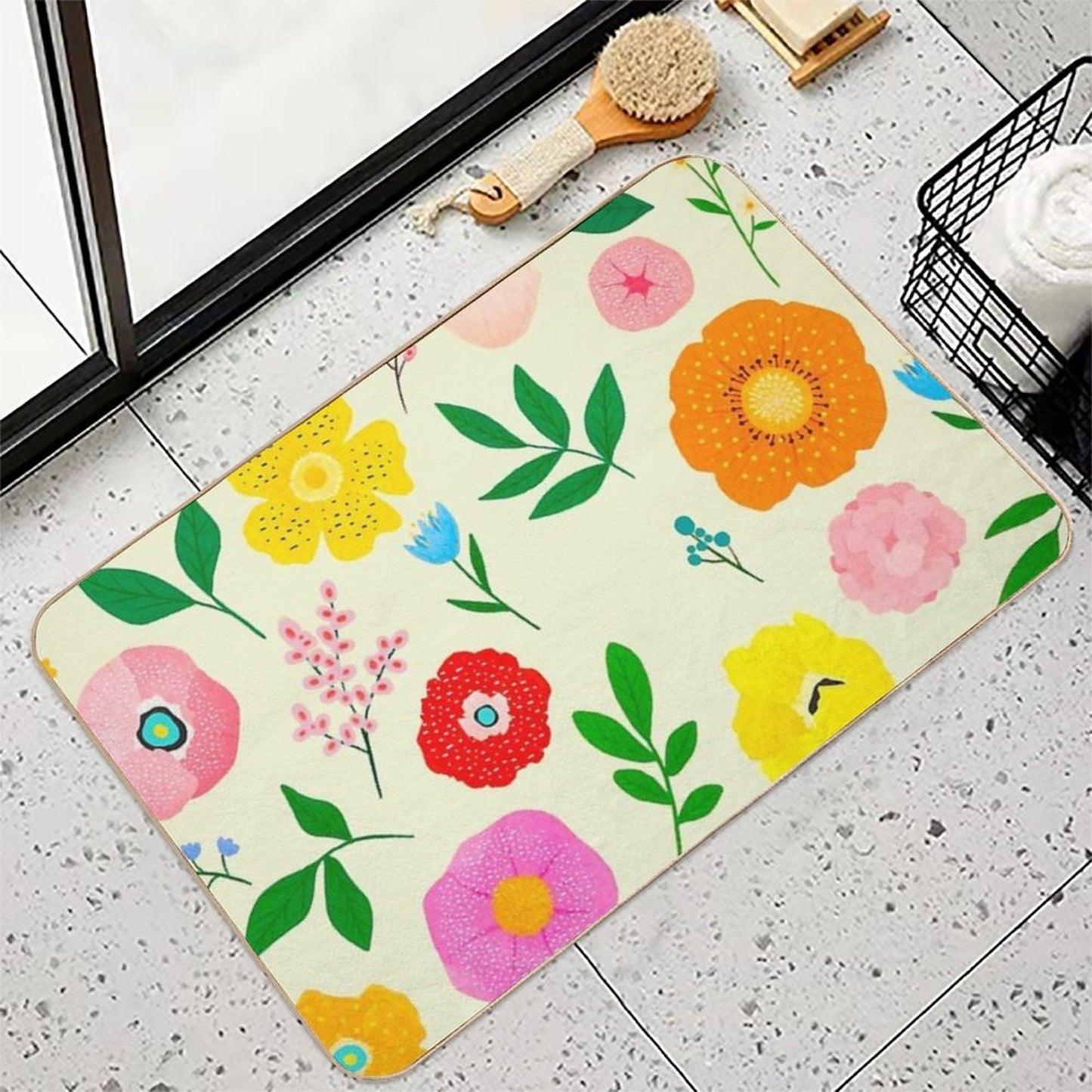 Floral  Pattern  Pet-Safe Bath Mat