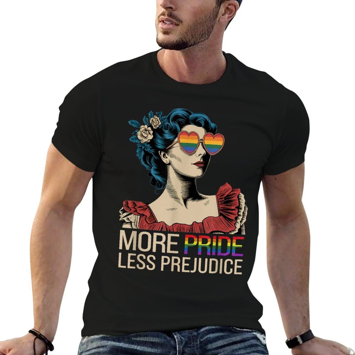 More Pride Less Prejudice Pride Month LGBTQ  Oversized Silhouette T-Shirt