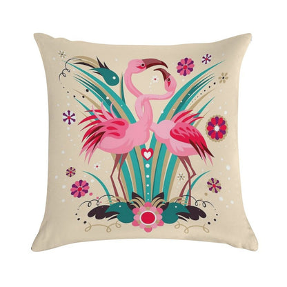 LOVE & FLAMINGO Soft Short Plush Fabric Throw Pillow