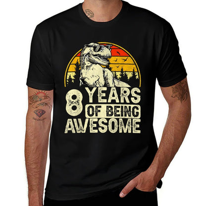 8th Birthdays For Boys 8yr 8 Year Old Dinosaur T-Rex  Lightweight T-Shirt