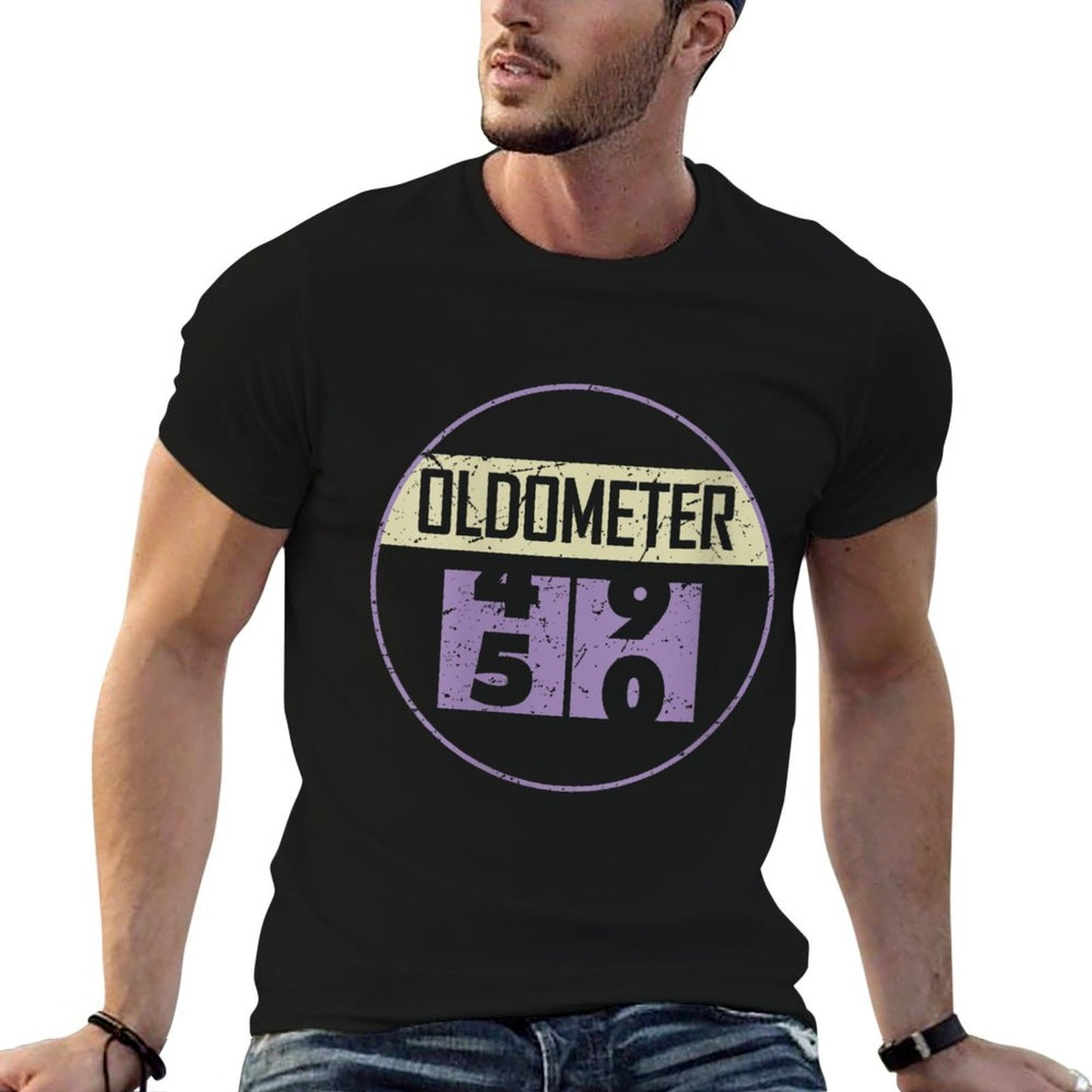 Oldometer 49-50 Years Old 50th Birthday Funny For Men Women  Wrinkle-resistant T-Shirt