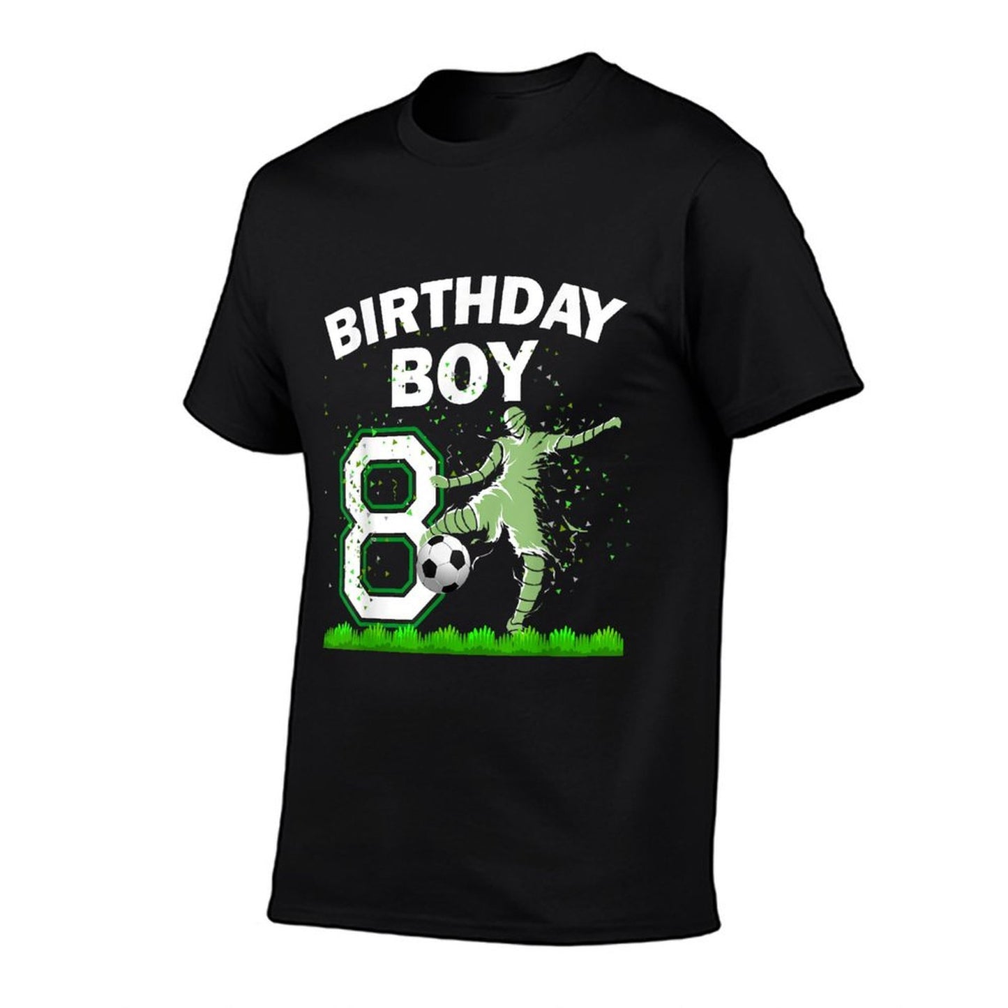 8th B-Day Soccer Sport Lover Theme 8 Year Old Birthday  Heathered Texture T-Shirt