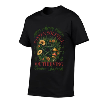 Funny Merry Winter Solstice You Thieving Christian Bastards  Heathered Texture T-Shirt