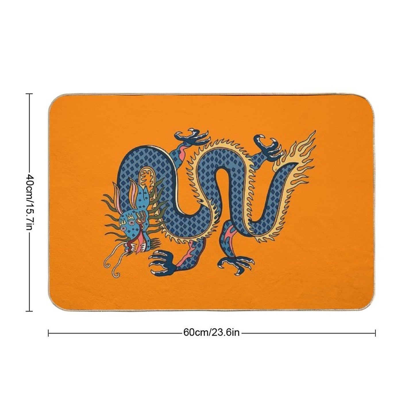 TIBETAN DRAGON RUG-orange  Easy To Clean Bath Mat
