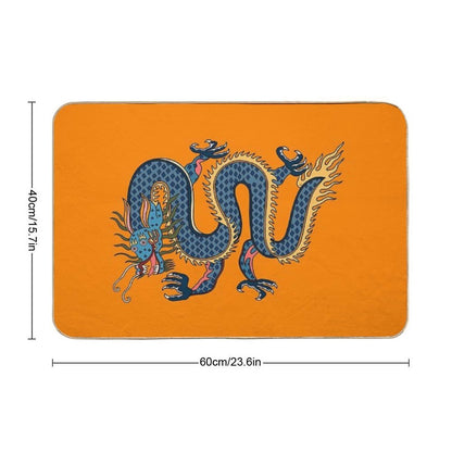 TIBETAN DRAGON RUG-orange  Easy To Clean Bath Mat