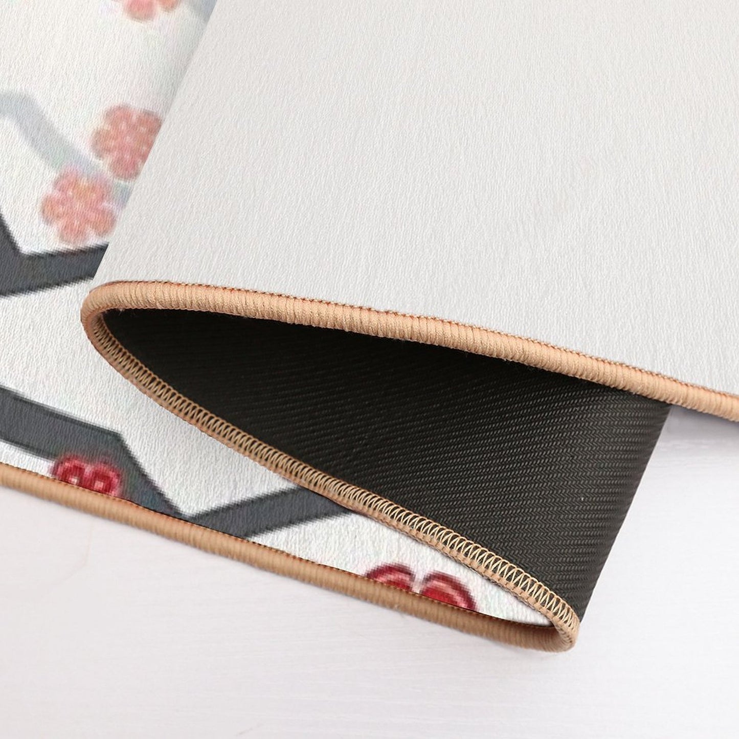 Red Oriental Cherry Blossoms on Ivory And Chinese Wedding Double Happiness  Japanese Sakura © Fatfatin  High-Traffic Bath Mat