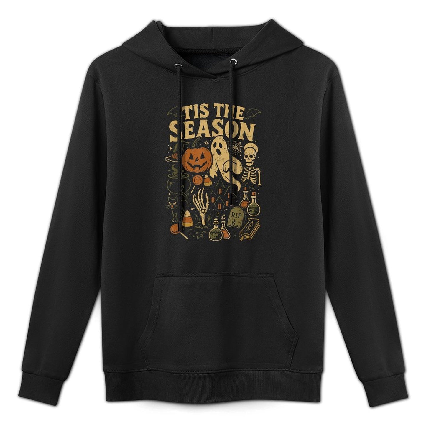 Halloween Vibes Spooky Season Pumpkin Witch Tis The Season Medium-Weight Fabric Hoodie