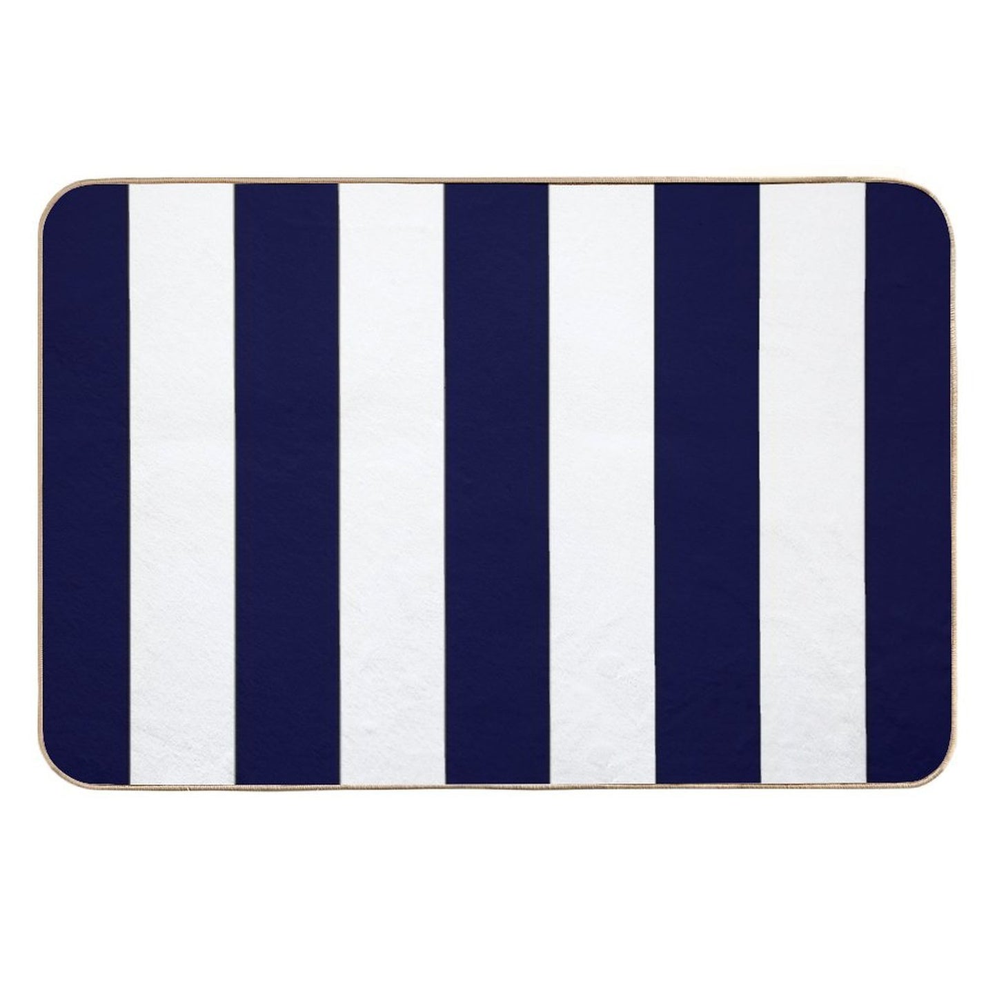 Classic Navy Blue And White Stripes  Anti-Trip Bath Mat