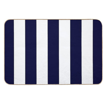 Classic Navy Blue And White Stripes  Anti-Trip Bath Mat